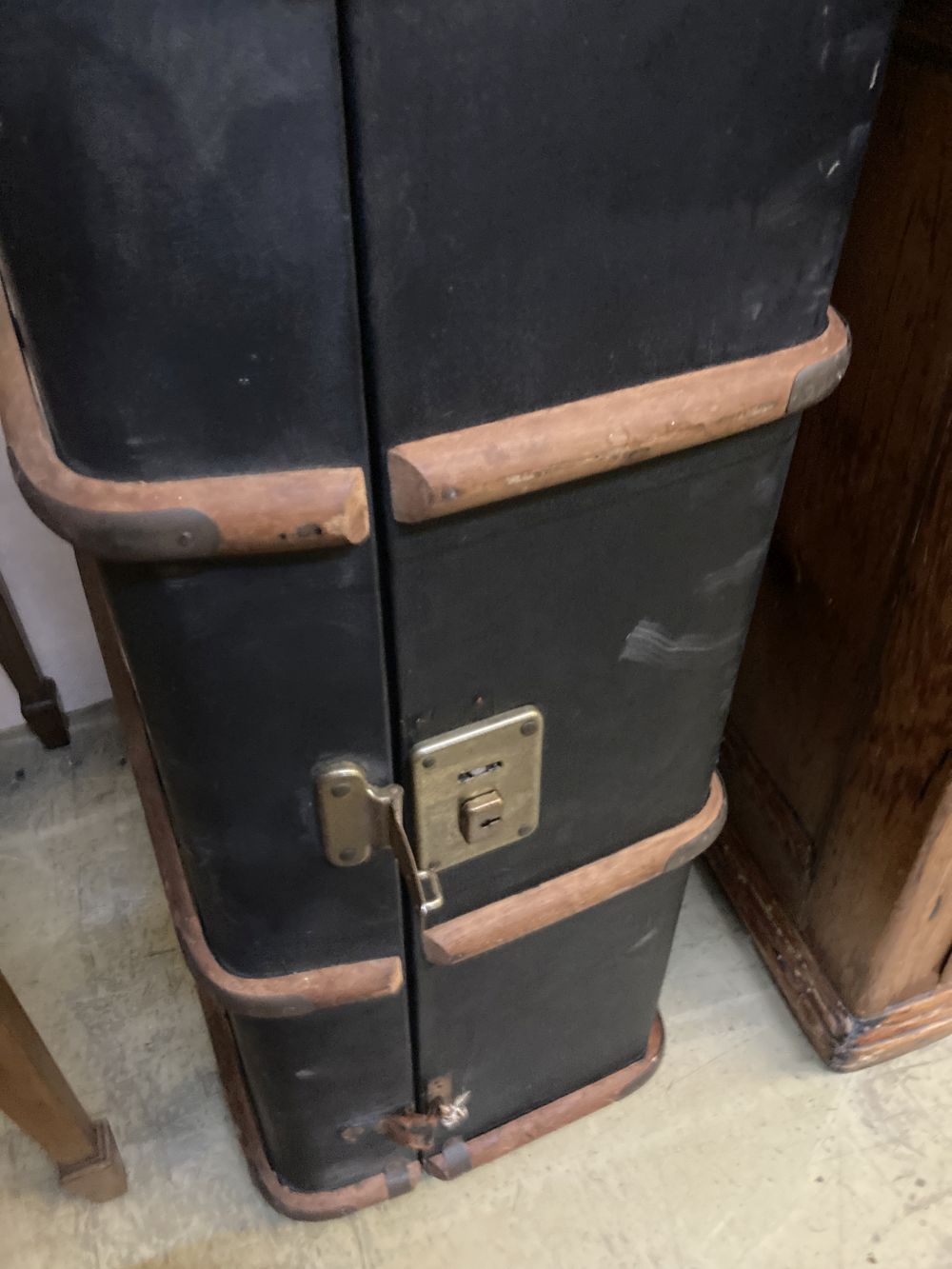 Two vintage canvas covered travelling trunks, widest 90cm